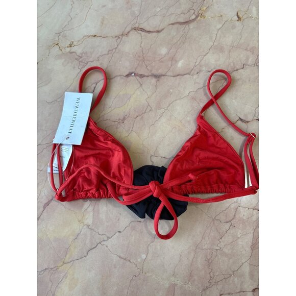WeWoreWhat Cooper Bikini Top in Barn Red XSmall New Womens Swimsuit - Picture 7 of 11